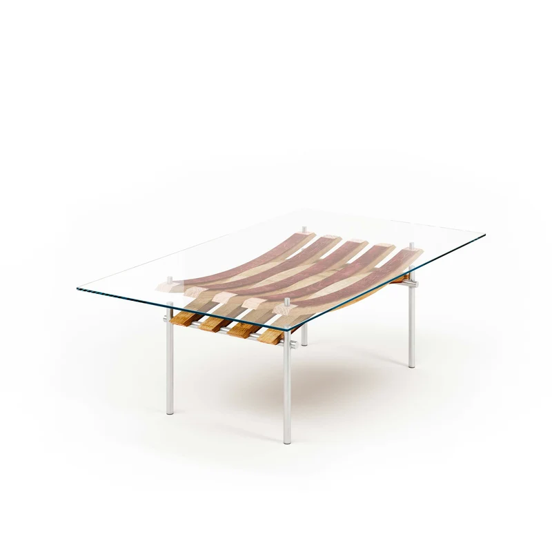 Wood and Glass Coffee Table VINCI by Winetage