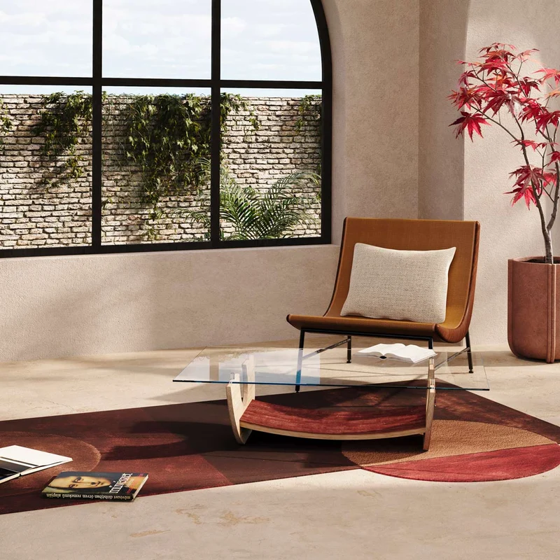 Wood and Glass Coffee Table TREVI by Winetage