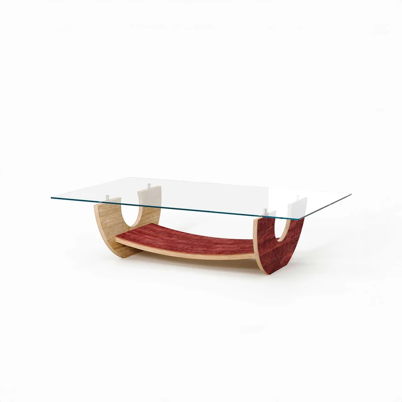 Wood and Glass Coffee Table TREVI by Winetage