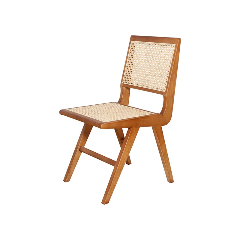 Retro Eetkamerstoel Walnoot/Naturel Rotan - Ruben