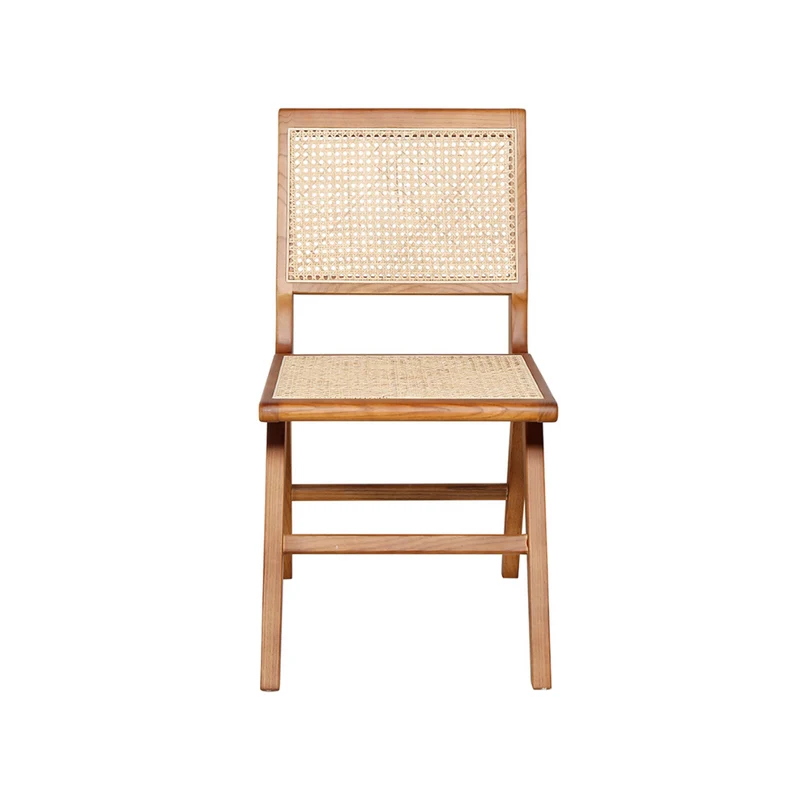 Retro Eetkamerstoel Walnoot/Naturel Rotan - Ruben