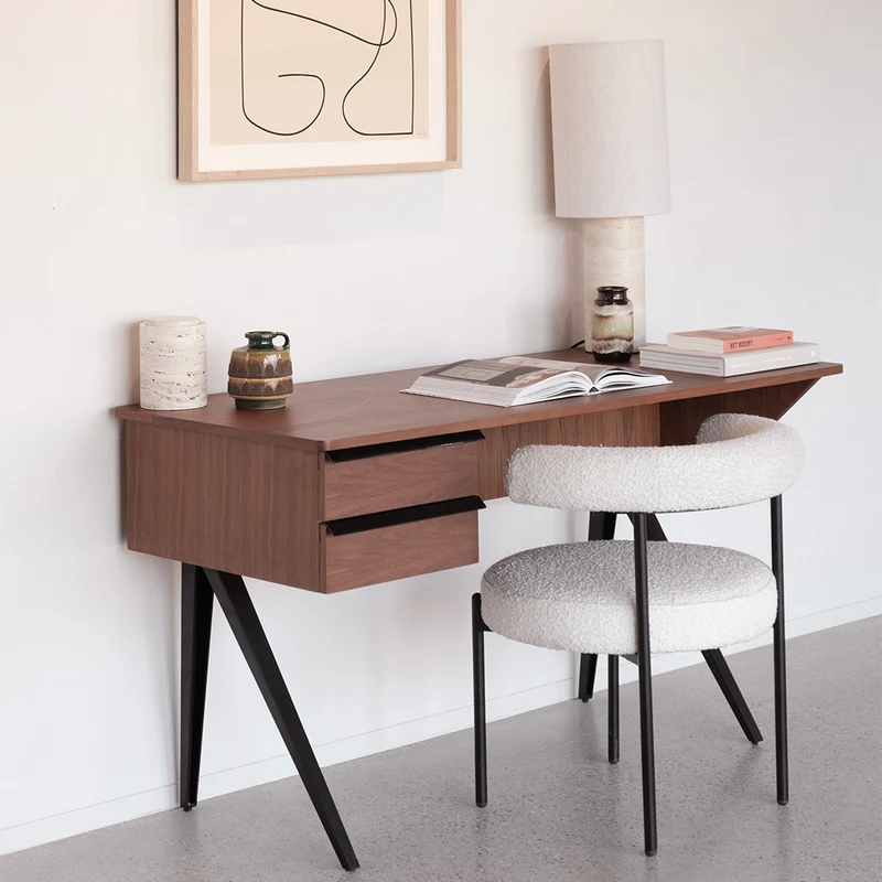 Walnoten bureau met 2 lades - Dijon - 140 cm