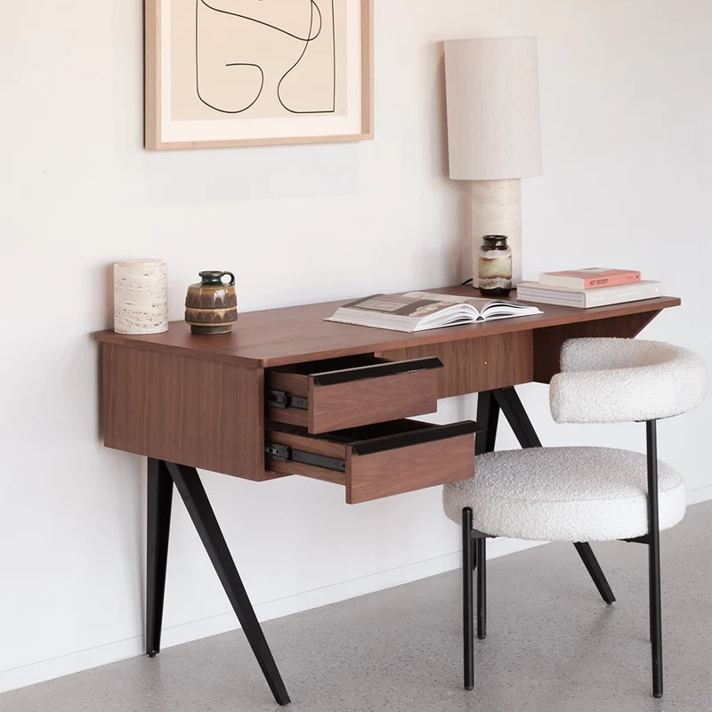 Walnoten bureau met 2 lades - Dijon - 140 cm