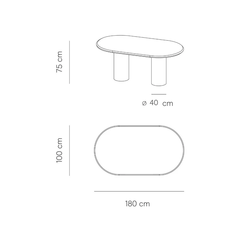 Ovale eettafel met ronde tafelpoten - Kimberly - Microskin
