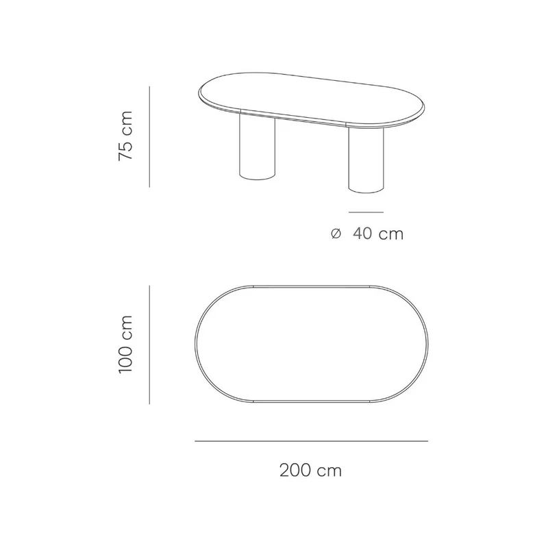 Ovale eettafel met ronde tafelpoten - Kimberly - Microskin