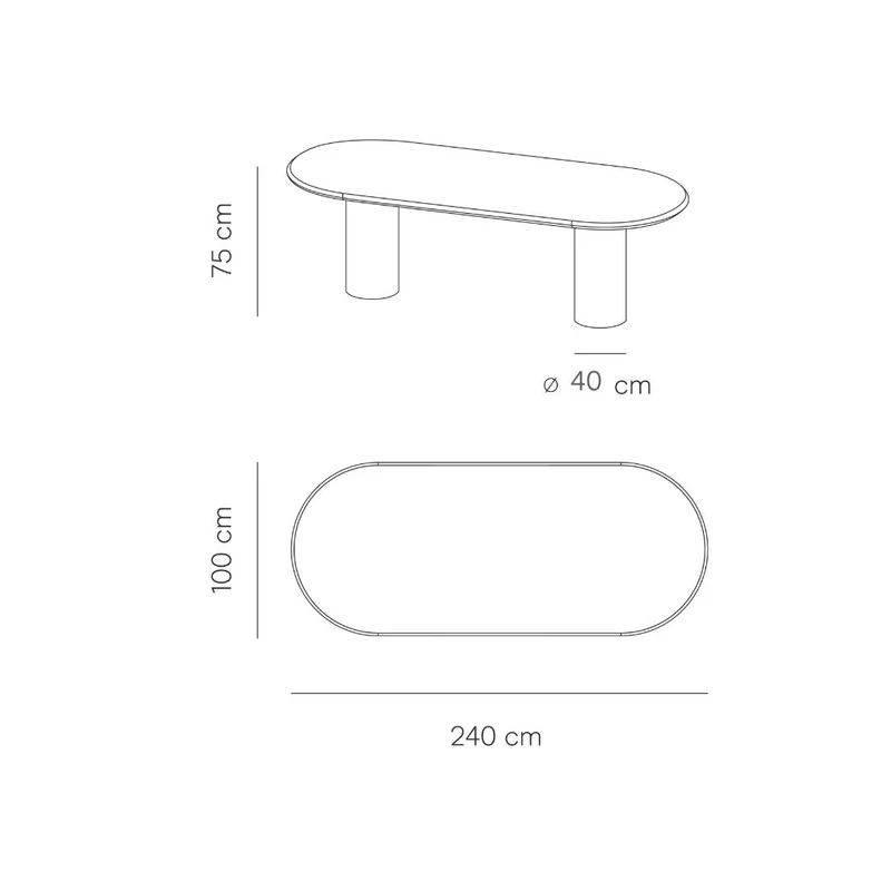 Ovale eettafel met ronde tafelpoten - Kimberly - Microskin