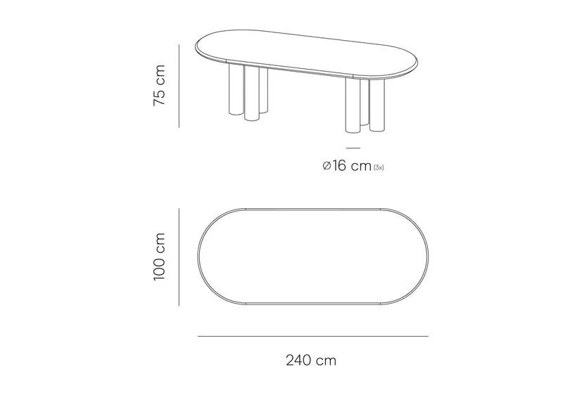Ovale eettafel met ronde tafelpoten - Kimberly - Microskin