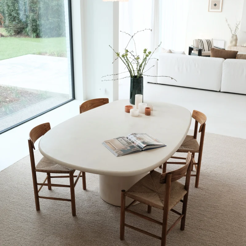 Beige eettafel in mortex look - Microskin - 180 cm - Geelong