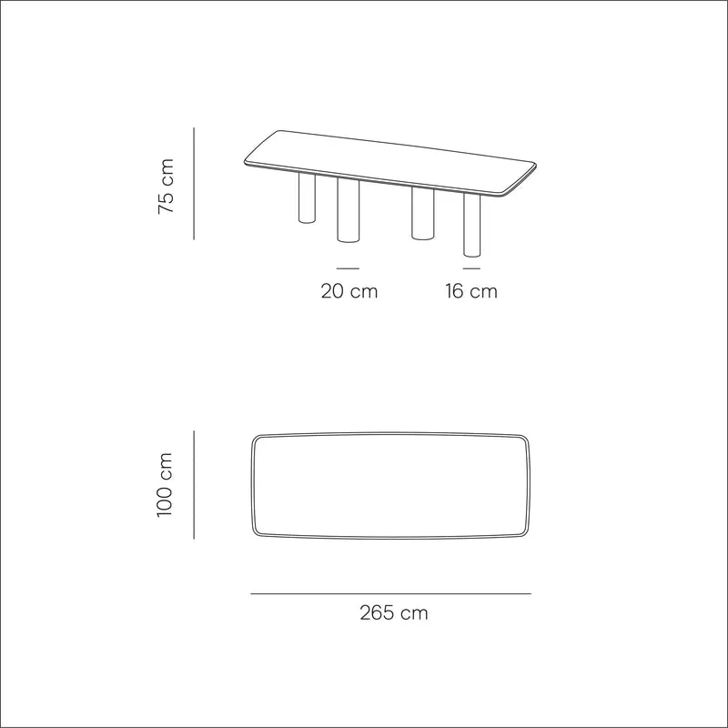 Microskin Grote eettafel Pim - 265 cm - Mortexlook