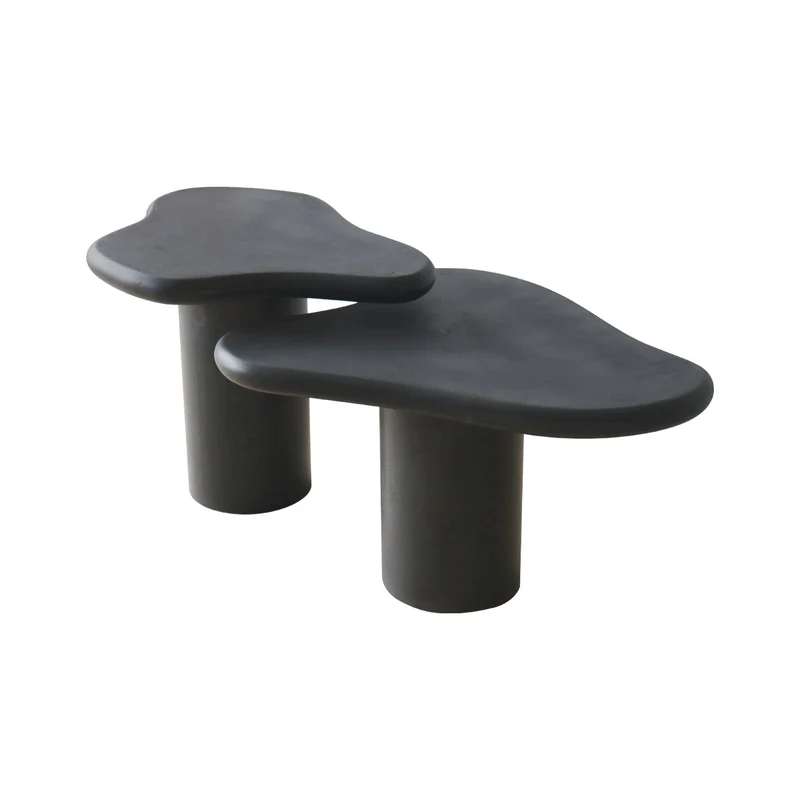 Grenoble - organische bijzettafels - Zwart Microskin - Low