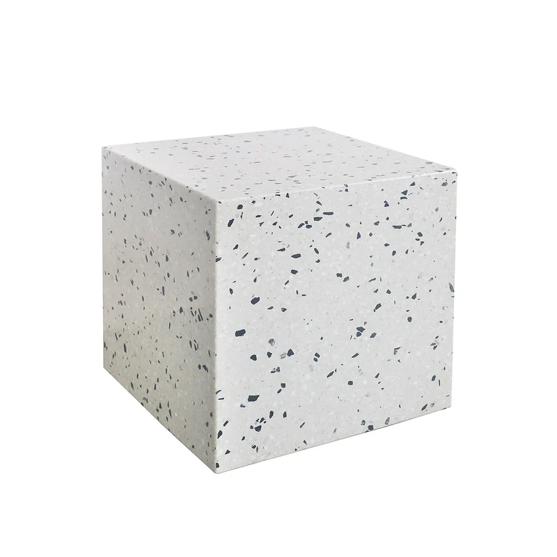 Bijzettafel Bodil - Wit/Zwart Terrazzo - 40×40×40cm