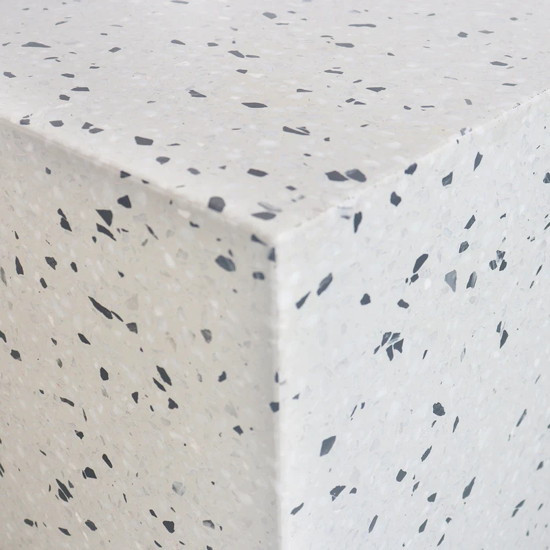 Bijzettafel Bodil - Wit/Zwart Terrazzo - 40×40×40cm