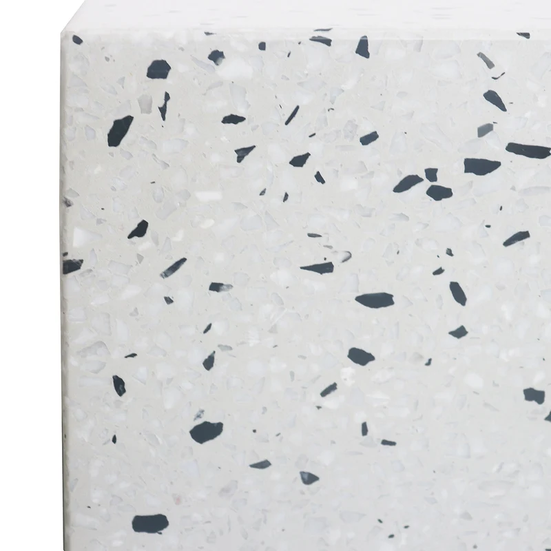 Bijzettafel Bodil - Wit/Zwart Terrazzo - 40×40×40cm