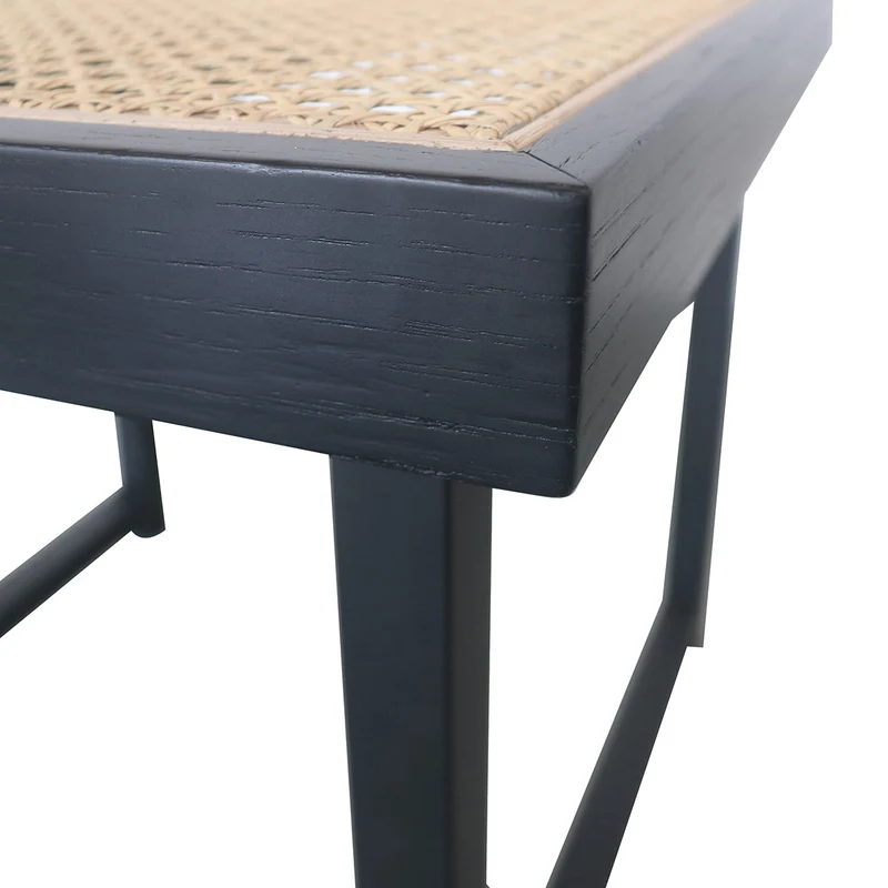 Rotan Bijzettafel - Maeva - Zwart/Naturel Rotan - 45×45×43cm