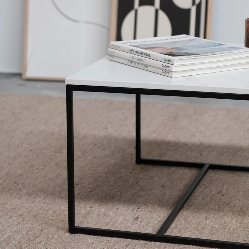 Keramische Salontafel - Miles - Calacatta Wit Keramiek - 55×55×35cm