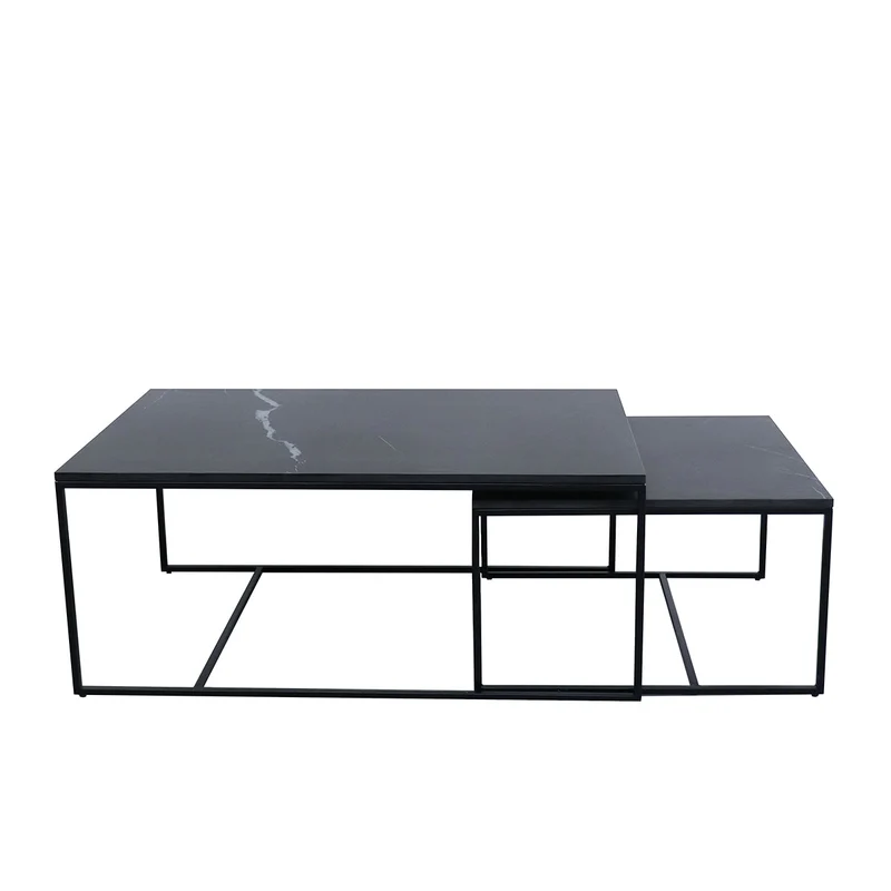 Keramische Salontafel - Miles - Zwart Keramiek - 55×55×35cm