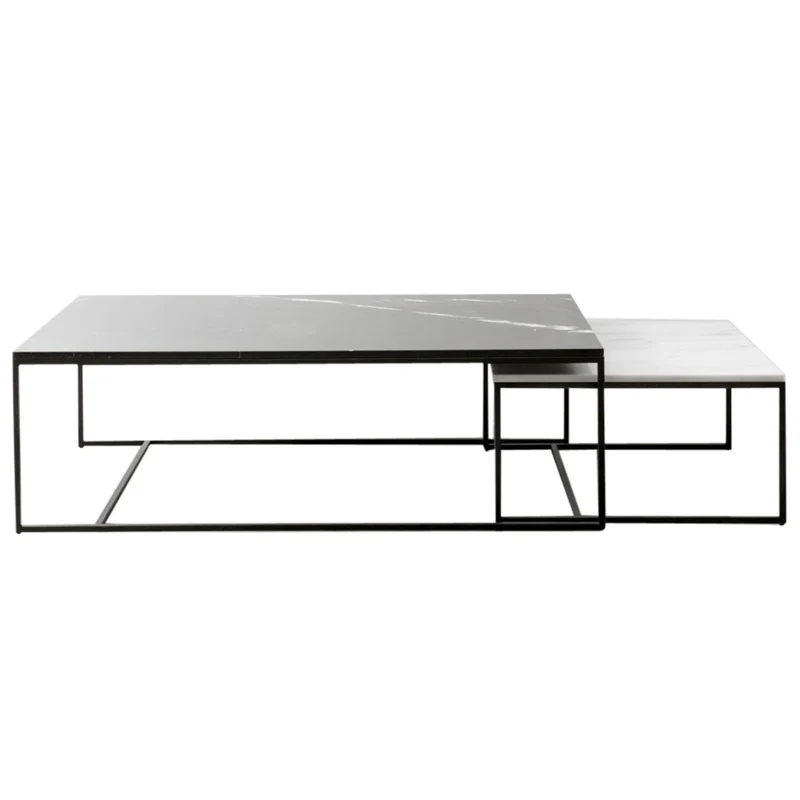 Vierkante Marmeren Salontafel - Wit - Will - 70×70×36,5cm