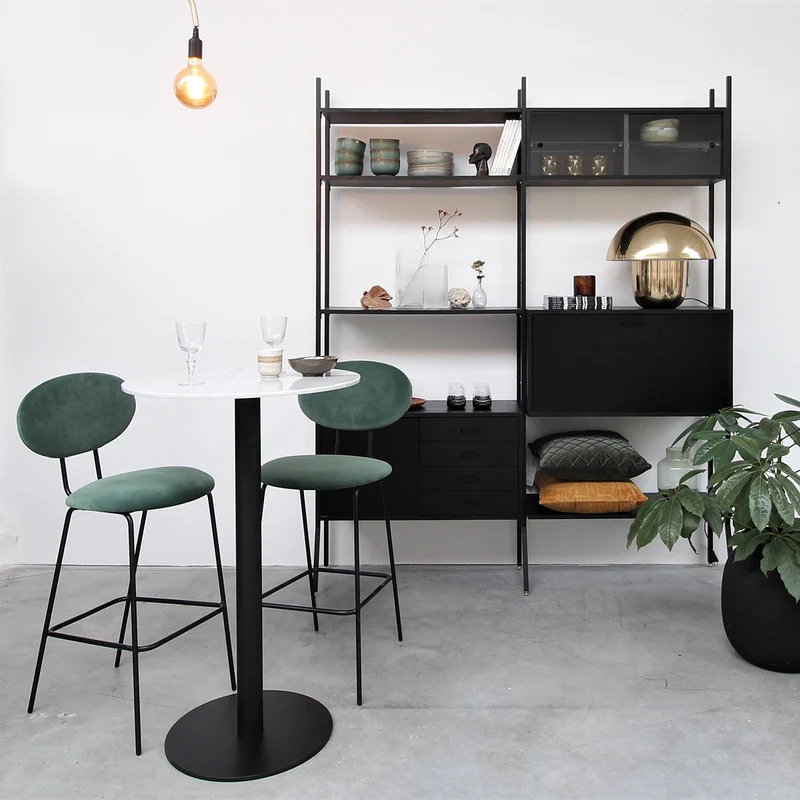 Barstoel - Donkergroen Velvet/Zwart - London