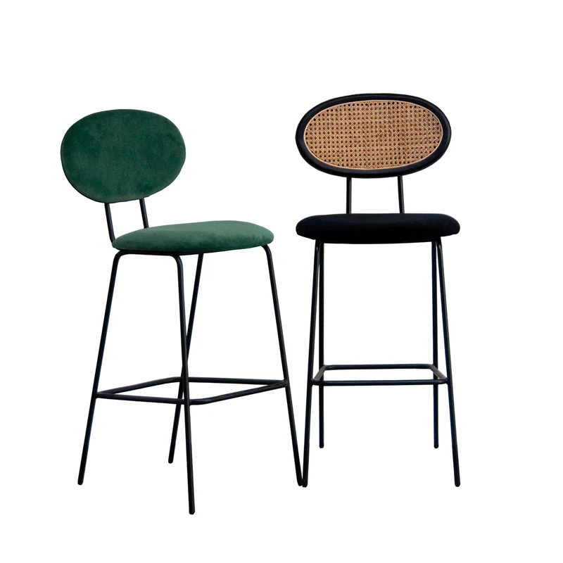 Barstoel - Donkergroen Velvet/Zwart - London