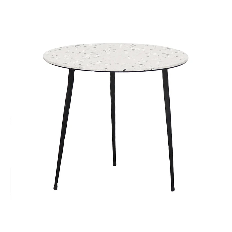 Bijzettafeltje Mauritz - Zwart/Wit Terrazzo - 40×40×40cm