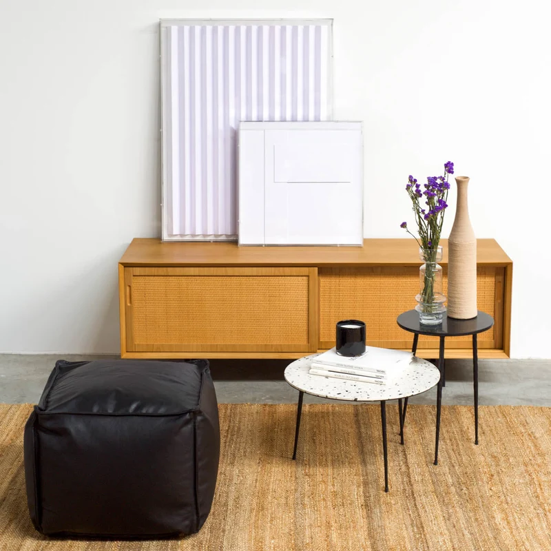 Bijzettafeltje Mauritz - Zwart/Wit Terrazzo - 40×40×40cm