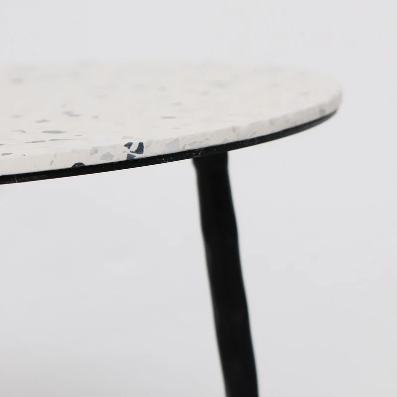 Bijzettafeltje Mauritz - Zwart/Wit Terrazzo - 40×40×40cm