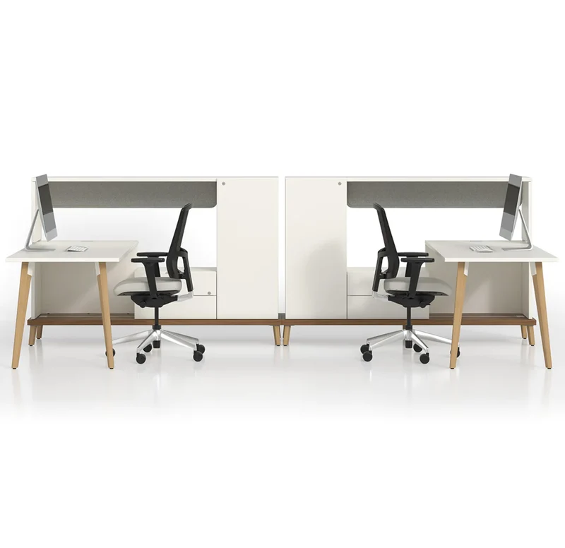 Ensemble de 2 postes de travail en L avec rangements - Série Stad