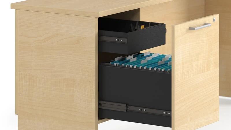 Bureau en U avec étagère et rangement, Concept 300