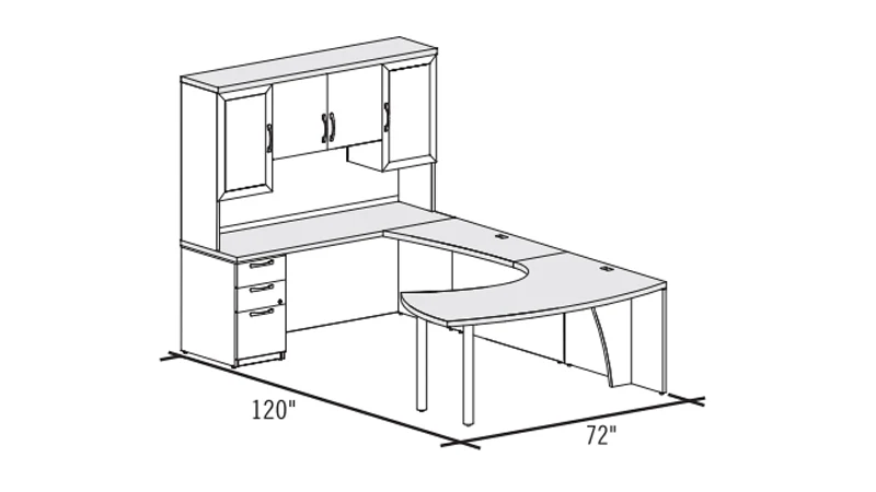 Bureau en U avec étagère - Série Morphéo