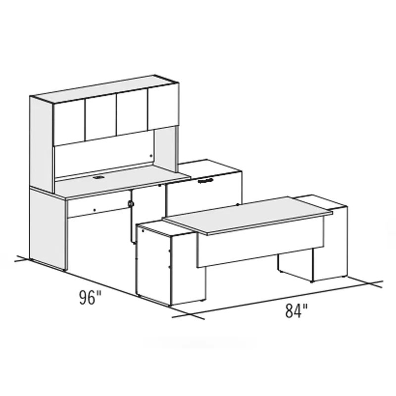 Bureau droit exécutif avec rangement Concept C.A.