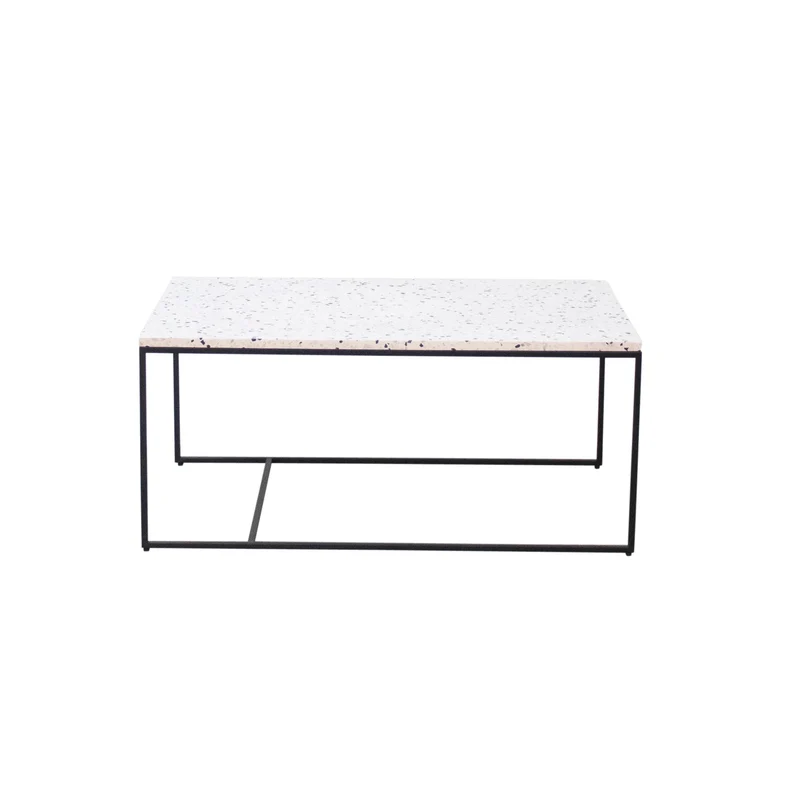 Rechthoekige salontafel - Miles - Wit Terrazzo - 90cm