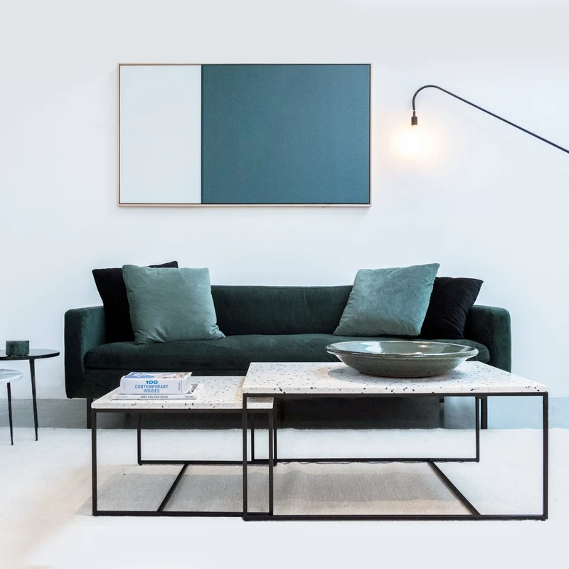 Rechthoekige salontafel - Miles - Wit Terrazzo - 90cm