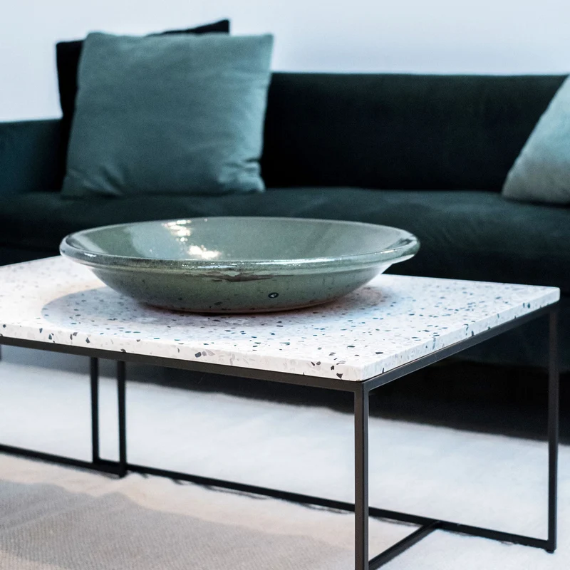 Rechthoekige salontafel - Miles - Wit Terrazzo - 90cm