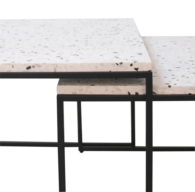 Rechthoekige salontafel - Miles - Wit Terrazzo - 90cm