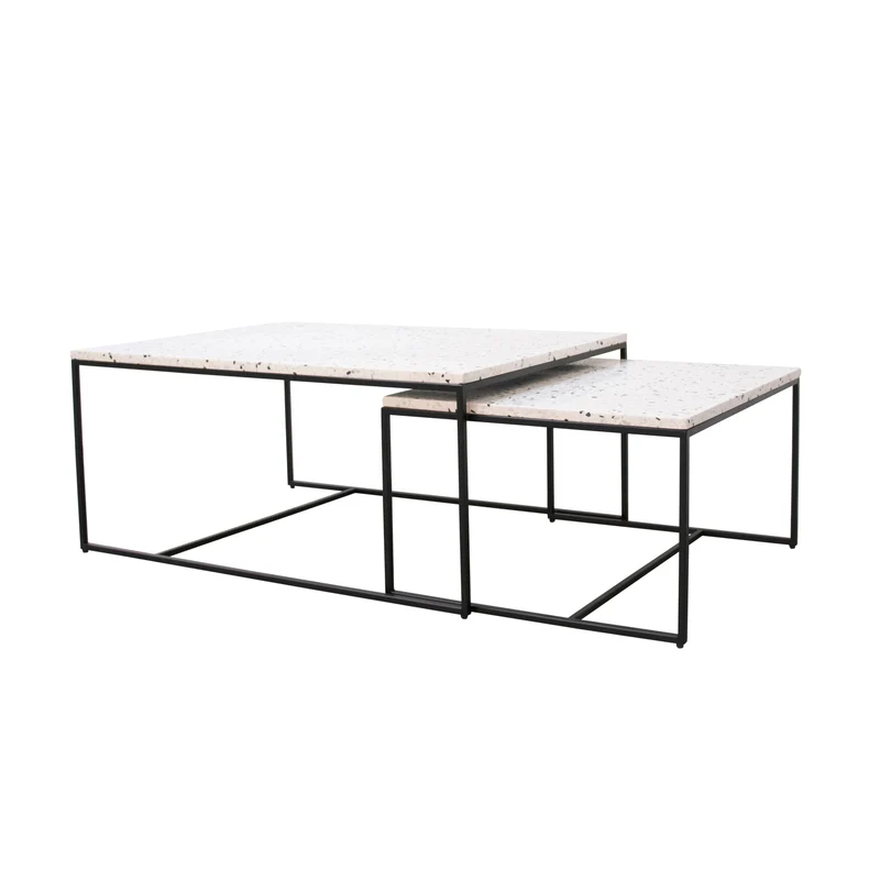 Rechthoekige salontafel - Miles - Wit Terrazzo - 90cm
