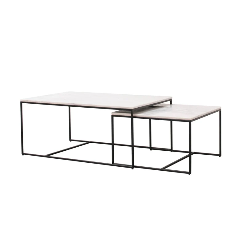 Rechthoekige salontafel - Miles - Wit Marmer - 90cm