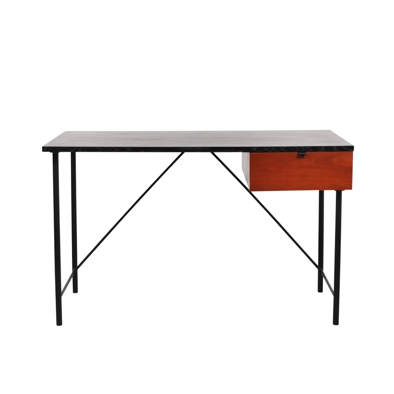 Zwart Bureau met lade - Philip - Zwart/Walnoot