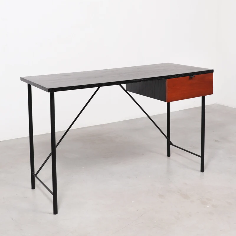 Zwart Bureau met lade - Philip - Zwart/Walnoot