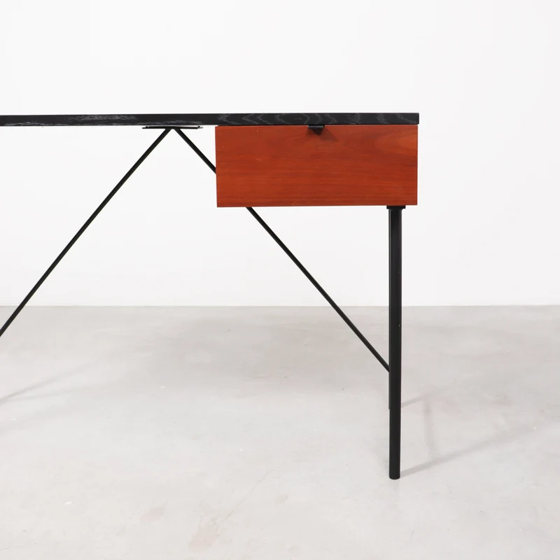 Zwart Bureau met lade - Philip - Zwart/Walnoot