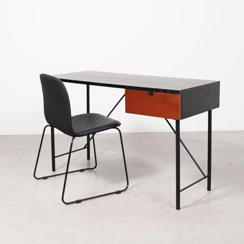 Zwart Bureau met lade - Philip - Zwart/Walnoot