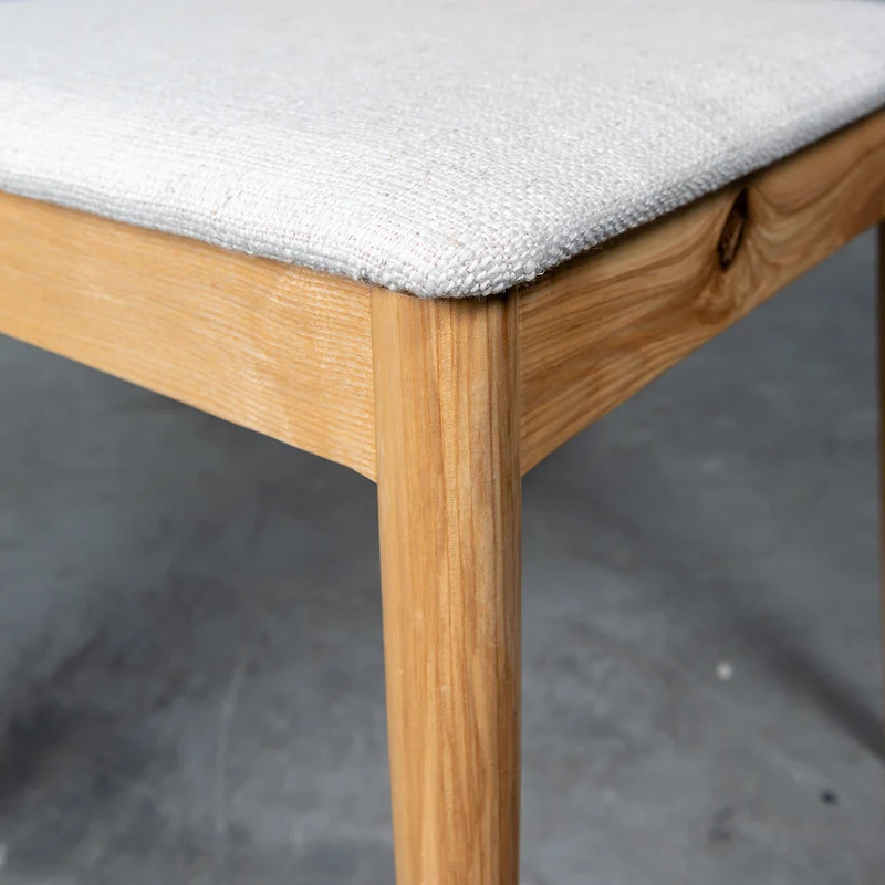Eetkamerstoel met rotan rug - Charles - Eik/Naturel Rotan - Gebroken Wit