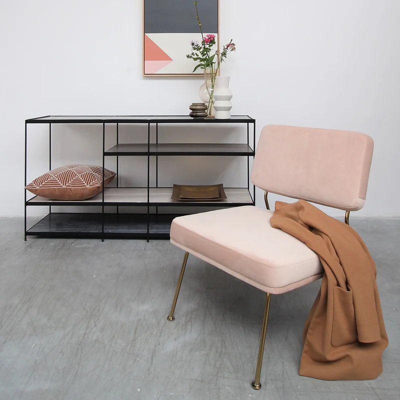 Emma Stoel - Roze Velvet - Messing