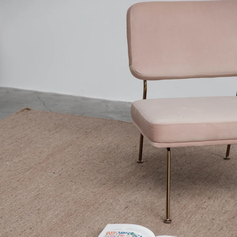 Emma Stoel - Roze Velvet - Messing