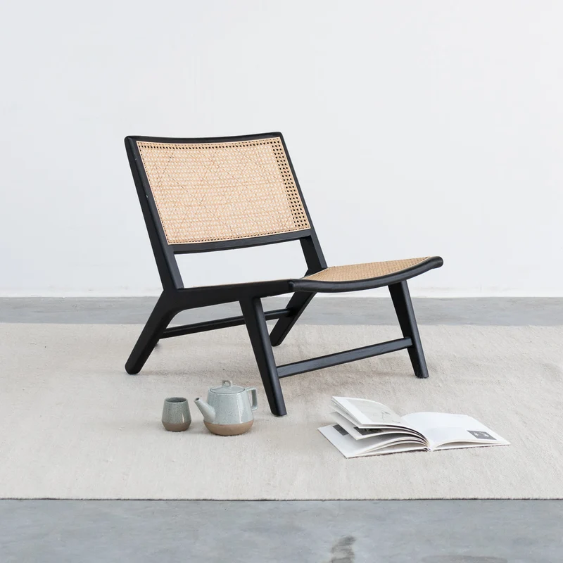 Rieten Fauteuil - Flora - Zwart