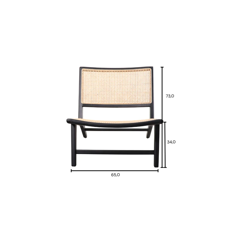Rieten Fauteuil - Flora - Zwart