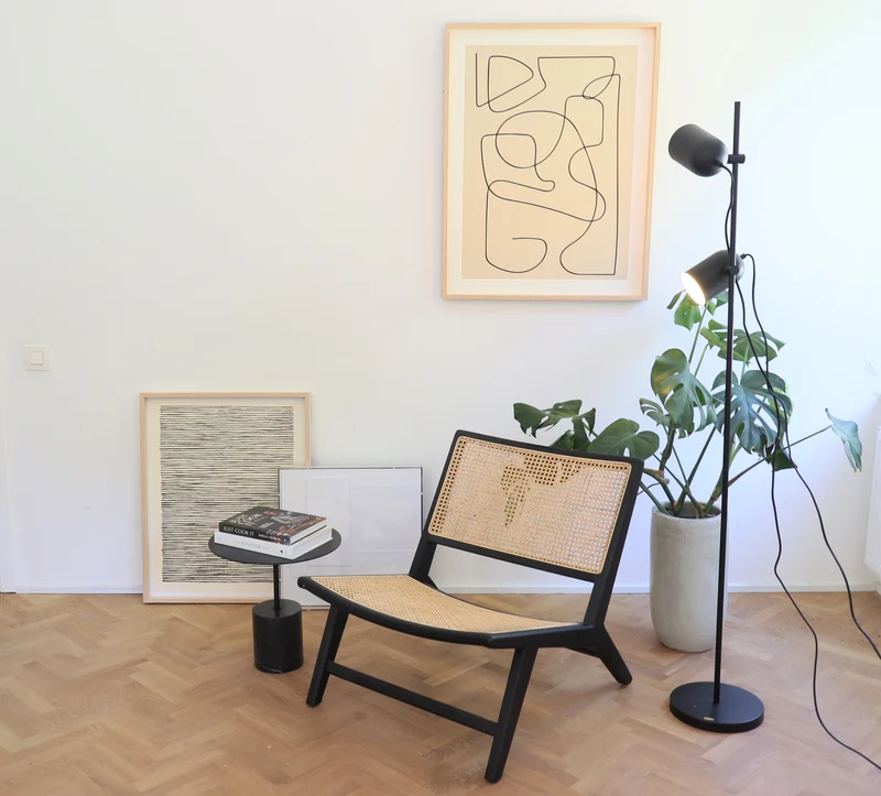 Rieten Fauteuil - Flora - Zwart