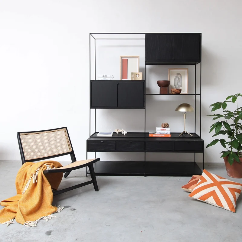 Rieten Fauteuil - Flora - Zwart