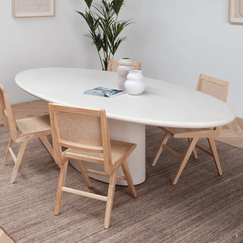Hector organische mortex look eettafel - Ovaal - Microskin