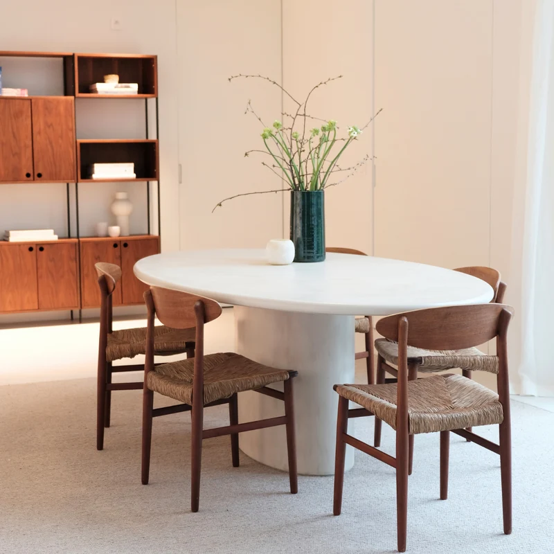 Hector organische mortex look eettafel - Ovaal - Microskin