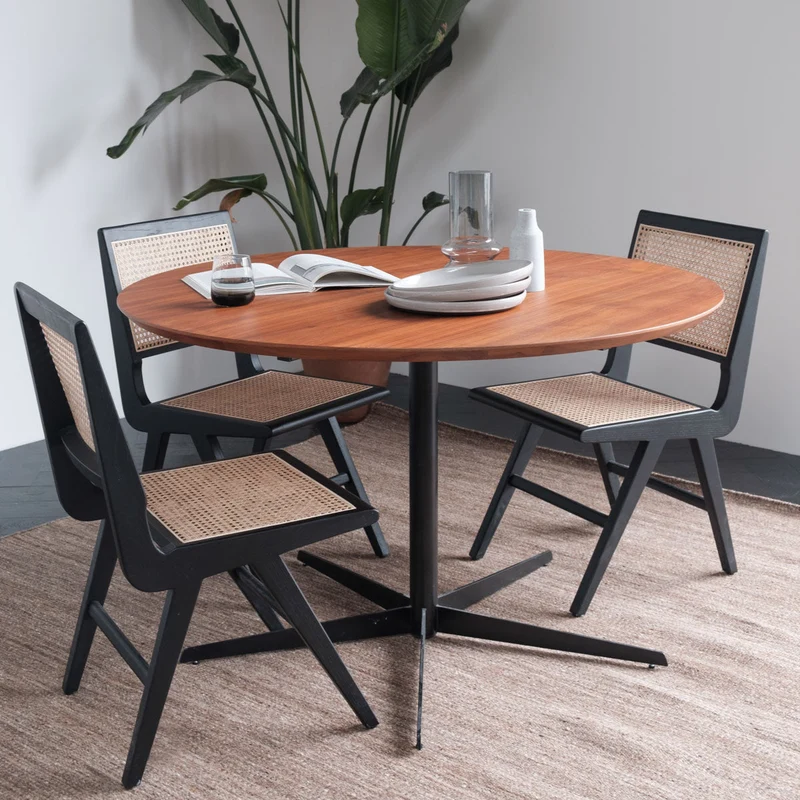 Ronde Eettafel met Schuine Rand - Walnoot - Ø125cm